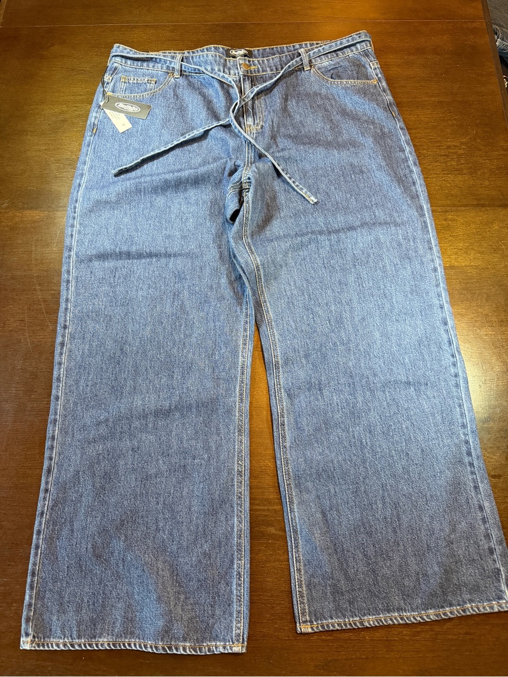 NWT Buffalo Wide Leg Belted Jeans 18 Dark Blue High Rise Fall Denim